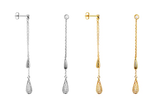 Sterling silver two drops long chain earring