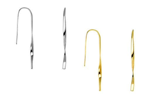 Sterling silver lat bar with half turn long earring