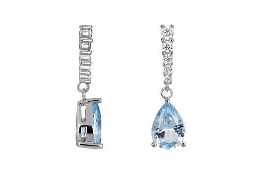 [17696EZBLAQRD] Pendiente plata 925 barra y zirconita 7x5mm