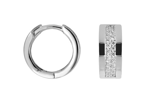 [17699EZBLRD] Sterling silver zirconia hoop earrings
