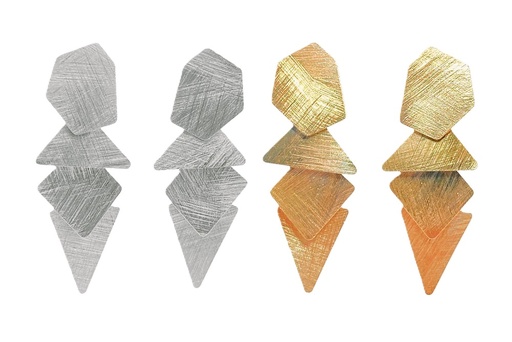 Sterling silver mix of geometric shapes long earring