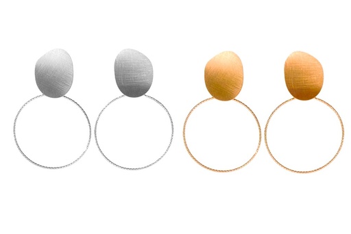 Pendiente plata 925 aro 1.10x31mm y forma irregular 19x15mm