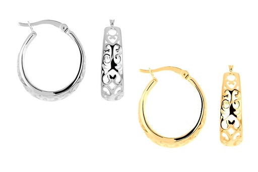 Sterling silver with cut-out design hoop earring