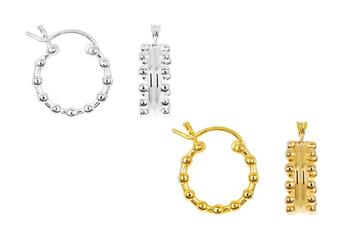 Sterling silver hoop earring with 1.50mm beads