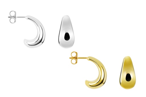 Sterling silver hollow drop shape 22mm earring