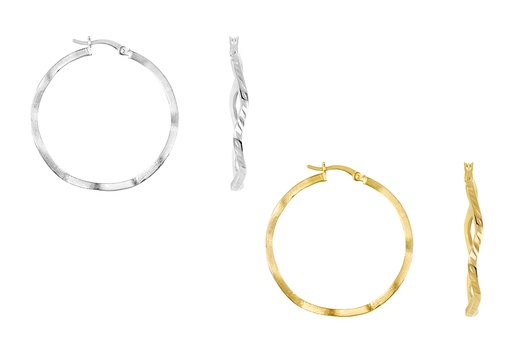 Sterling silver irregular hoop earring with a design