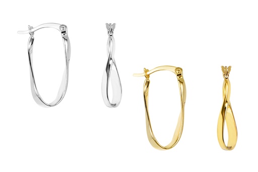 Sterling silver 925 half-twist ribbon hoop earring