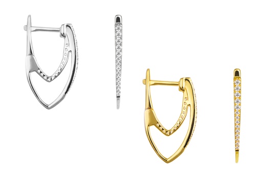 Terling silver semioval zirconia long earring