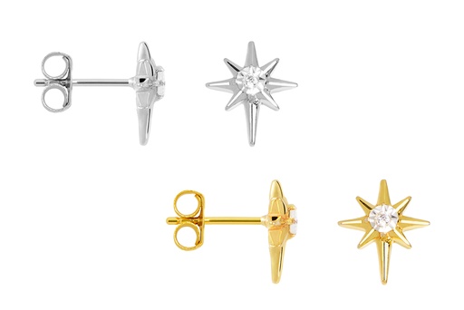 Sterling silver compass rose earring