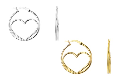 Sterling silver heart hoop earring