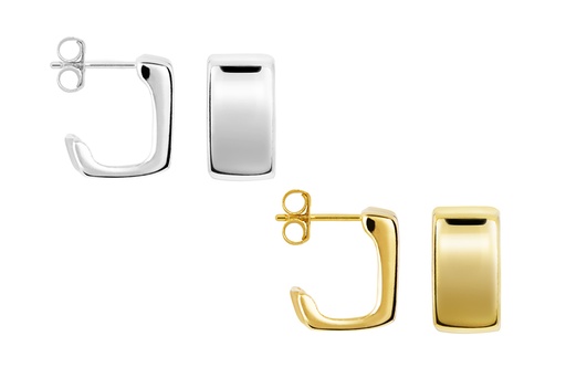 Sterling silver open squared hoop earring