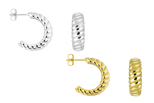 Sterling silver galloned hoop earring