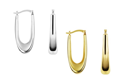 Sterling silver long hoop earring