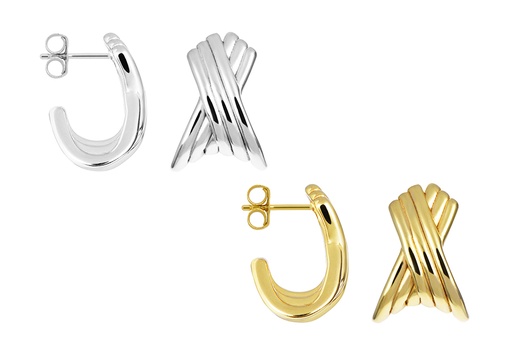 Sterling silver crossed earring