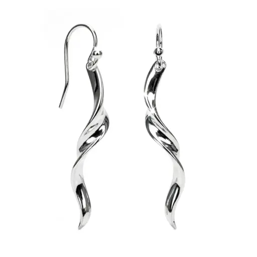 [17872EPL] Pendiente plata 925 cinta con medio giro