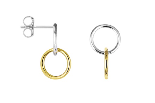 [17873EPLDO] Sterling silver two-tone double circle earring