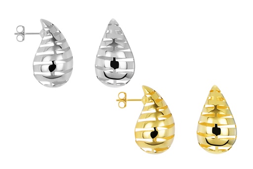 Sterling silver 3d hollow drop earring