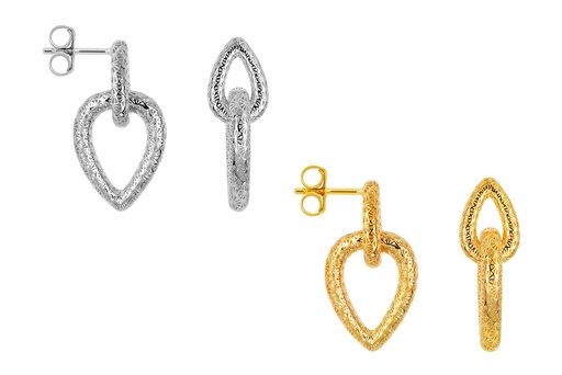 Terling silver interlinked double drop earring