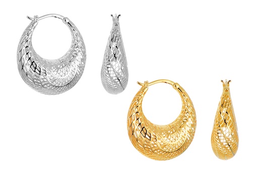 Sterling silver 3d openwork hoop earring