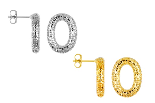 Sterling silver 3d openwork oval donut earring