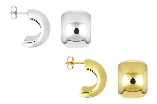 Sterling silver electroform half-hoop earring