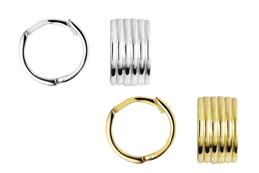 Sterling silver ribbed hoop earring