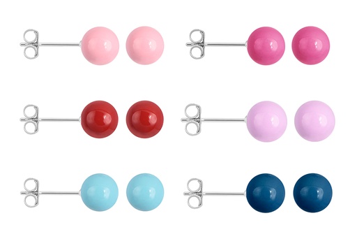 Sterling silver 4mm enamel ball earring