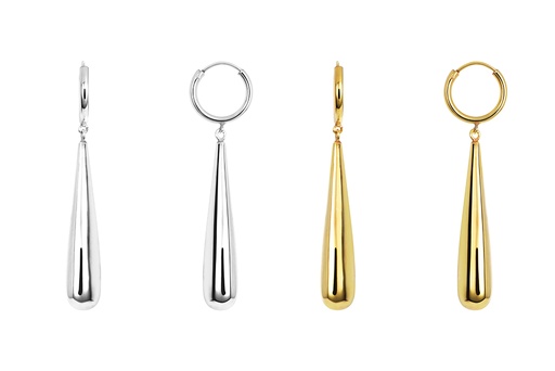 Pendiente plata 925 aro con gota 44x9mm