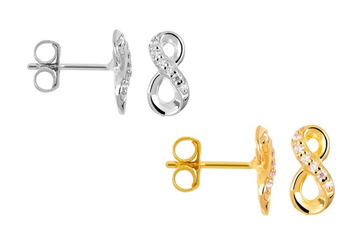Sterling silver infinity symbol with zirconia earring