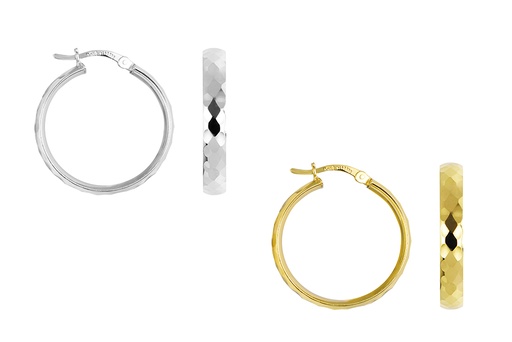 Sterling silver faceted hoop earring