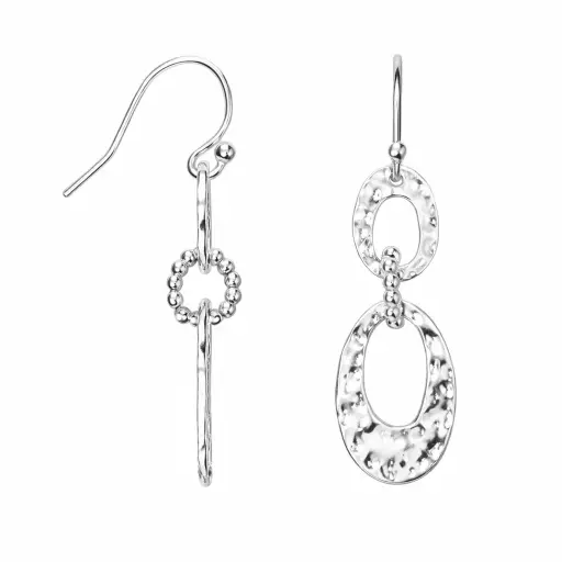 [17931EHAPL] Sterling silver with three interlinked pieces earring