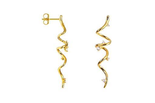 [17955EZBLDO] Sterling silver spiral with zirconia earring