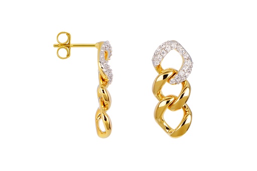 [17959EZBLDO] Sterling silver links with zirconia earring