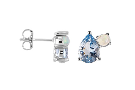 [17964EZBTRD] Sterling silver reconstituted opal earring