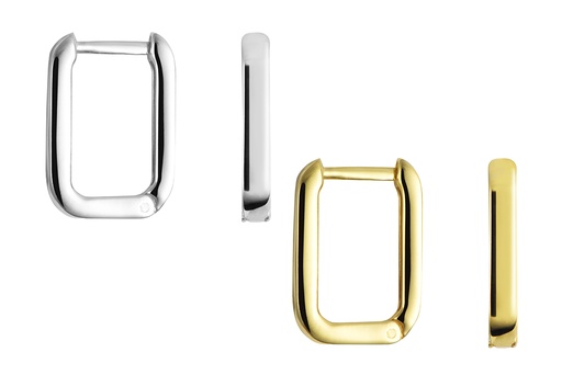 Pendiente plata 925 aro rectangular tubo cuadrado 2x3mm