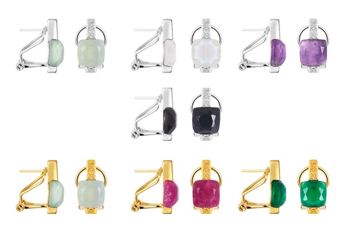 Sterling silver semiprecious stones earring