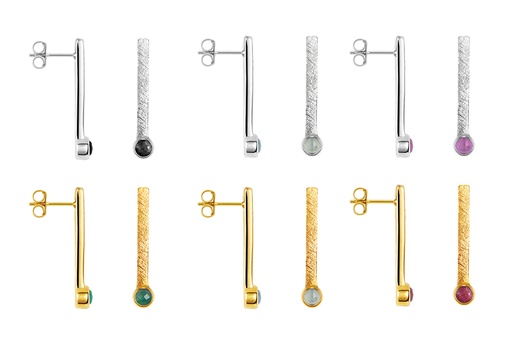 Sterling silver semiprecious stones long earring
