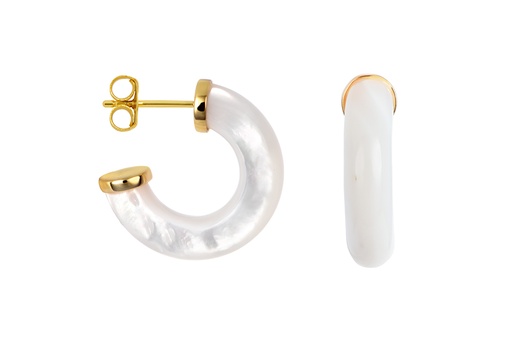 [17993ENDO] Sterling silver mother-of-pearl hoop earring