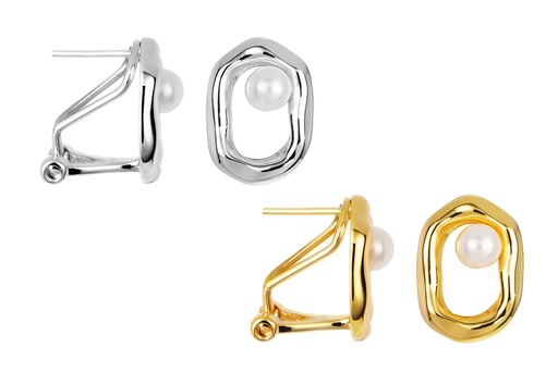 Pendiente plata 925 forma irregular con perla cultivada