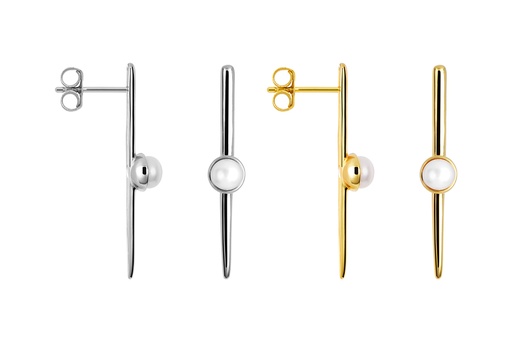 Pendiente plata 925 barra irregular con perla cultivada 6mm