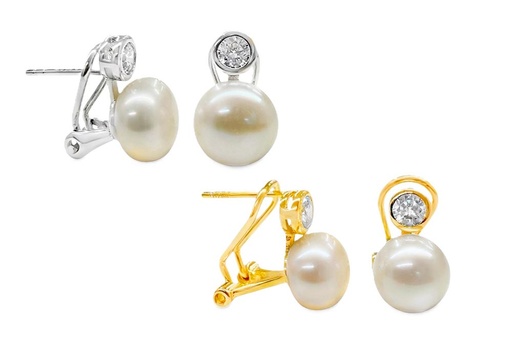 Sterling silver toi et moi earring with cultured pearl