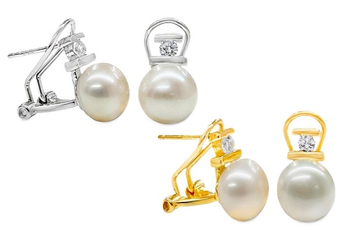 Sterling silver toi et moi earring with cultured pearl