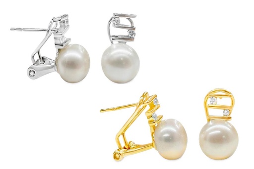 Sterling silver toi et moi earring with cultured pearl