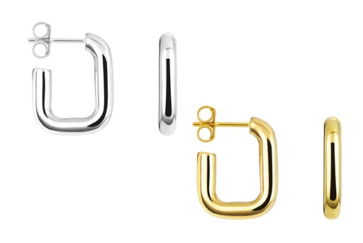 Pendiente plata 925 aro rectangular tubo hueco electroform 4mm