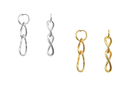 Sterling silver hoop earring with two half-twist interlocked links