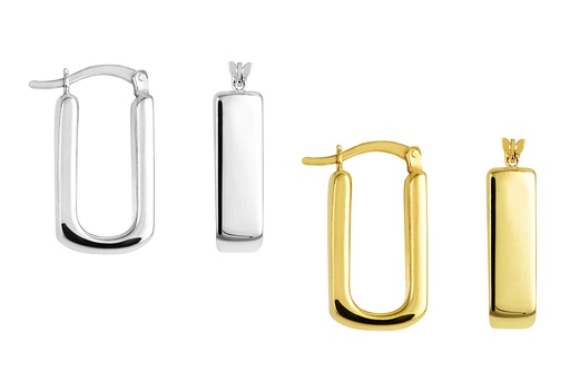 Terling silver 6x2mm rectangular tube electroform hoop earring