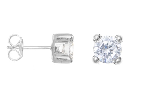 Sterling silver zirconia with 4-prong setting earring