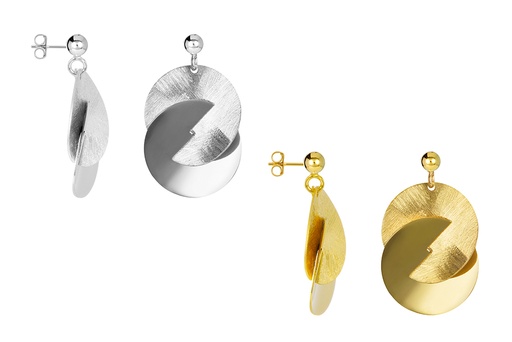 Sterling silver interlocked double circles with 4mm bead earring