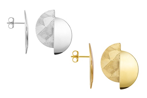 Pendiente plata 925 dos semicírculos con grafismos