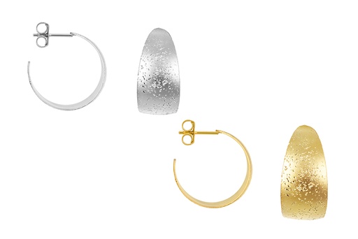 Sterling silver diamond-cut hoop earring